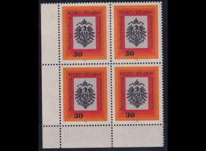 Bund 658 Eckrand links unten 4er Block Jahrestag der Reichsgründung postfrisch