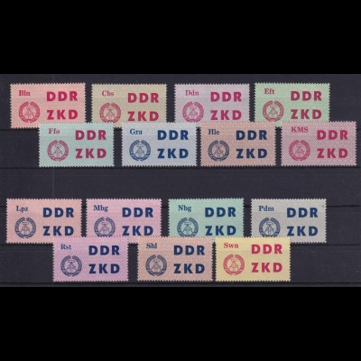 DDR Dienstmarken ZKD Laufkontrollzettel 1-15, 15 Werte postfrisch