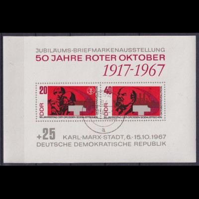 DDR Block 26 50 Jahre Roter Oktober 1917-1967 20 + 40 Pf gestempelt Riesa