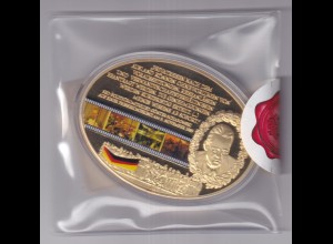 Medaille 25 Jahre Mauerfall vergoldet Swarovski 2014 in Kapsel m. Zertifikat /2