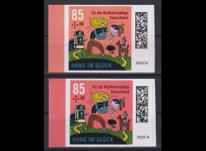 Bund 3750 2x Seitenrand Hans im Glück postfrisch in zwei schönen Farbvarianten/1