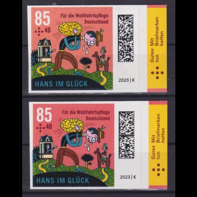 Bund 3750 2x Seitenrand Hans im Glück postfrisch in zwei schönen Farbvarianten/4