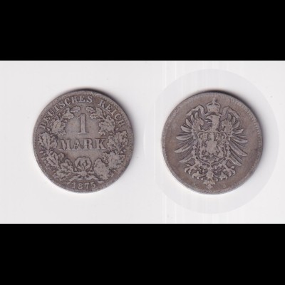 Silbermünze Kaiserreich 1 Mark 1875 B Jäger Nr. 9 /7a