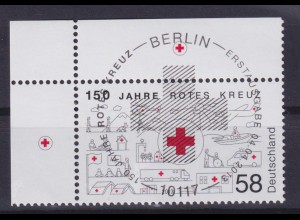 Bund 2998 Eckrand links oben 150 Jahre Rotes Kreuz 58 C ESST Berlin