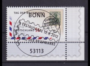 Bund 2954 Eckrand rechts unten Tag der Briefmarke 55 C ESST Bonn