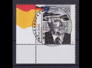 Bund 2960 Eckrand links unten Helmut Kohl Kanzler der Einheit 55 C ESST Bonn