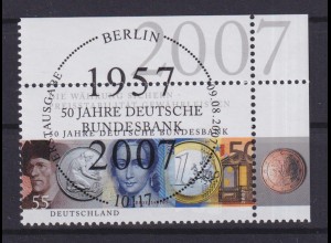 Bund 2618 Eckrand rechts oben 50 Jahre Deutsche Bundesbank 55 C ESST Berlin