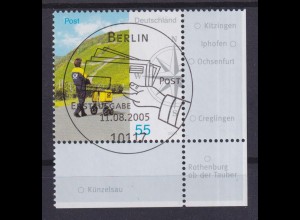 Bund 2482 Eckrand rechts unten Post Briefzustellung 55 C ESST Berlin