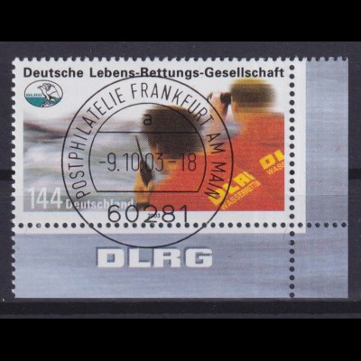 Bund 2367 Eckrand rechts unten DLRG 144 Cent ESST Frankfurt