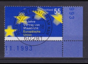 Bund 2373 Eckrand rechts unten 10 Jahre Vertrag von Maastrich 55C ESST Frankfurt
