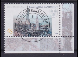 Bund 2376 Eckrand rechts unten 800 Jahre Landshut 45 Cent ESST Frankfurt