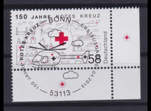 Bund 2998 Eckrand rechts unten 150 Jahre Rotes Kreuz 58 C ESST Bonn