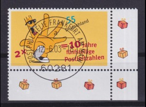 Bund 2344 Eckrand rechts unten 10 Jahre fünfstellige Postleitzahl 55 C ESST