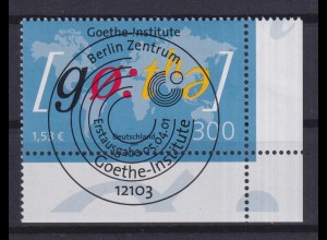 Bund 2181 Eckrand rechts unten Weltkarte Goethe 300 Pf/1,53 C ESST Berlin