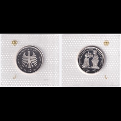 Silbermünze 10 DM 2000 Karl der Grosse Prägeanstalt J polierte Platte (32)