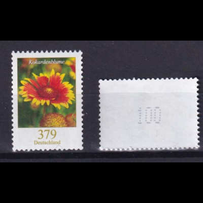 Bund 3399 RM mit Nummer 100 Blumen Kokardenblume 379 Cent postfrisch