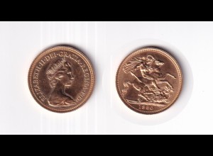 Goldmünze Großbritannien Elisabeth II. 1 Sovereign 1980