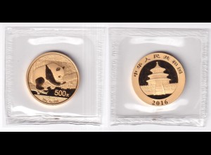 Goldmünze China 30 Gramm Panda 500 Yuan 2016 eingeschweist