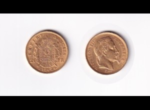 Goldmünze Frankreich Napoleon III. 20 Francs 1862