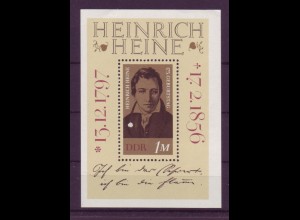 DDR Block 37 175. Geburtstag von Heinrich Heine 1 M postfrisch