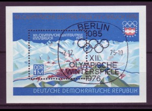 DDR Block 43 XII. Olympische Winterspiele Innsbruck 1976 1 M mit Ersttagsstempel