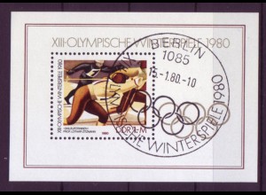 DDR Block 57 XIII. Olympische Winterspiele 1980 1 M mit Ersttagsstempel