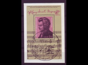 DDR Block 62 225. Geburtstag von Wolfgang Amadeus Mozart 1 M mit Ersttagsstempel