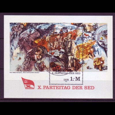 DDR Block 63 X. Parteitag der SED 1 M mit Ersttagsstempel