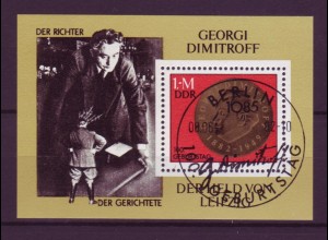 DDR Block 68 100. Geburtstag von Greorgi M. Dimitrow 1 M mit Ersttagsstempel