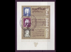 DDR Block 81 J.S. Bach, G.F. Händel, H. Schütz 10 Pf, 20 Pf, 85 Pf mit ESST