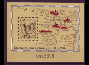 DDR Block 97 500. Geburtstag von Thomas Müntzer 110 Pf postfrisch