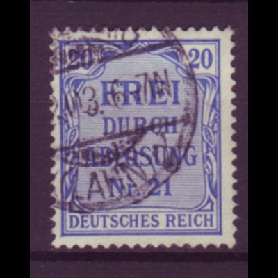 Deutsches Reich Dienst D 5 Einzelmarke 20 Pf gestempelt /4