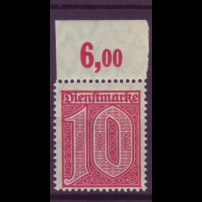 Deutsches Reich Dienst D 24 Einzelmarke 10 Pf mit Oberrand postfrisch /4