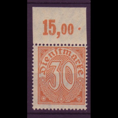 Deutsches Reich Dienst D 27 Einzelmarke 30 Pf mit Oberrand postfrisch /4