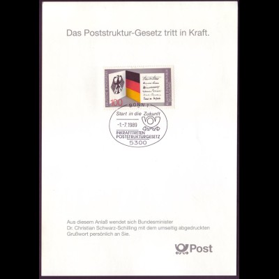 Bund 1421 Sonderblatt Start in die Zukunft Poststruktur Gesetz 
