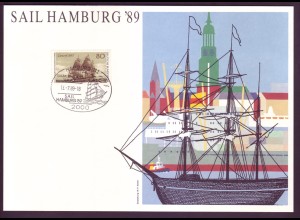 Bund 1180 Sonderblatt Sail Hamburg `89 