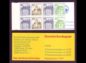 Bund Markenheftchen 22 I d Burgen + Schlösser 1980 postfrisch