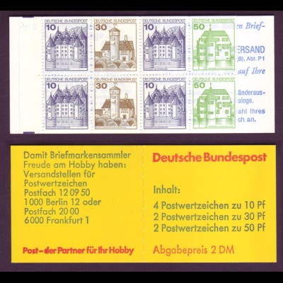 Bund Markenheftchen 22 I a Burgen + Schlösser 1980 postfrisch 