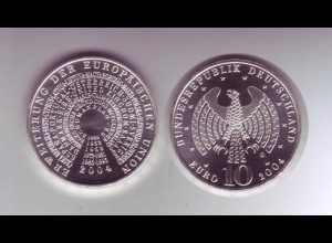 Silbermünze 10 Euro stempelglanz 2004 Europäische Union 