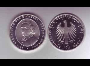 Silbermünze 10 Euro stempelglanz 2004 Eduard Mörike 