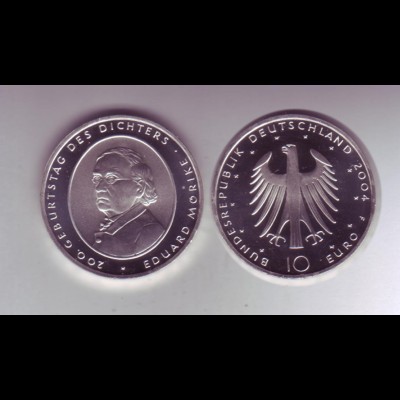 Silbermünze 10 Euro stempelglanz 2004 Eduard Mörike 