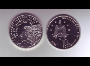 Silbermünze 10 Euro stempelglanz 2004 Raumstation ISS 