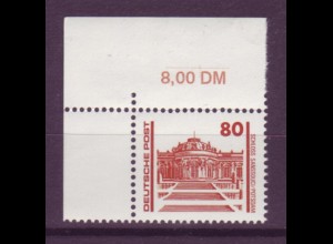 DDR 3349 Eckrand links oben Bauwerke 80 Pf postfrisch 
