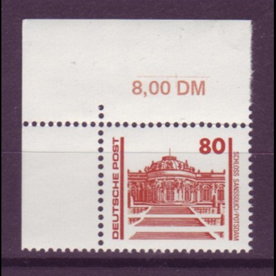 DDR 3349 Eckrand links oben Bauwerke 80 Pf postfrisch 