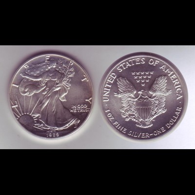Silbermünze 1 OZ USA Liberty 1 Dollar 1989