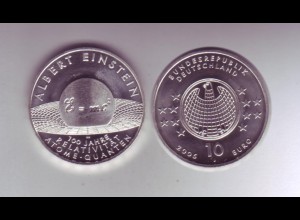 Silbermünze 10 Euro stempelglanz 2005 Albert Einstein 