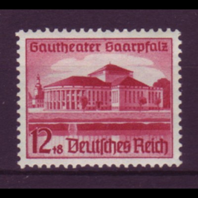 Deutsches Reich 674 Eröffnung des Gautheaters 12+8 Pf postfrisch